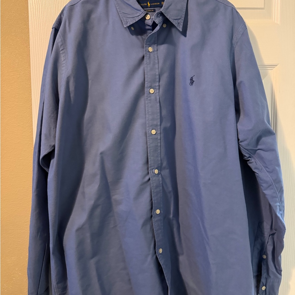 Ralph Lauren Men's Classic Blue Button-Up Shirt
